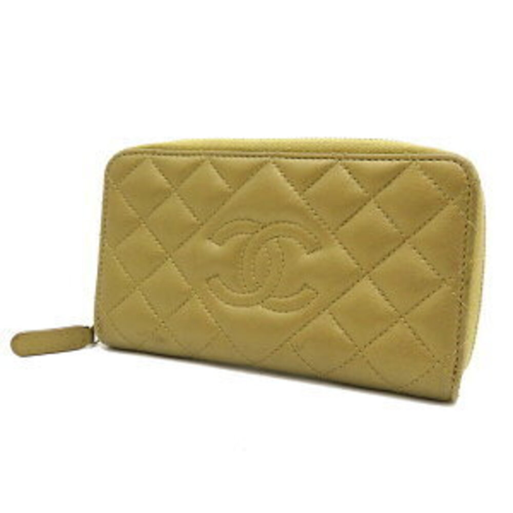 CHANEL Coco Mark Zip Wallet Long Leather Gold